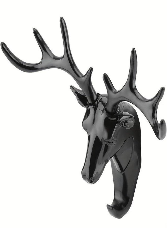 HomeAra 1 PCS Exquisitely Crafted Deer Head Hanging Hook Self Adhesive Wall Door Hook Hanger for Bags, Keys, and More Rustic Wildlife-Inspired Decorative Holder with Easy Stick-On Design (Black) - Image 4